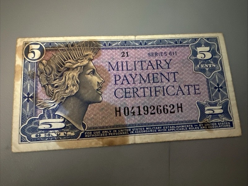 5 Cent Military Payment Certificate (MPC) Series 611