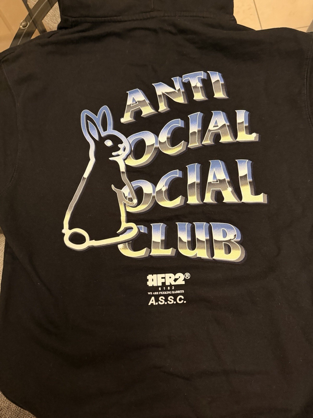 Anti Social Social Club x FR2 Black Fleece Hoodie Rabbit Graphic Men's M