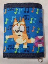 Bluey Trifold Wallet Kids Bingo Bluey Dancing Hook  Loop Closure Pockets Money