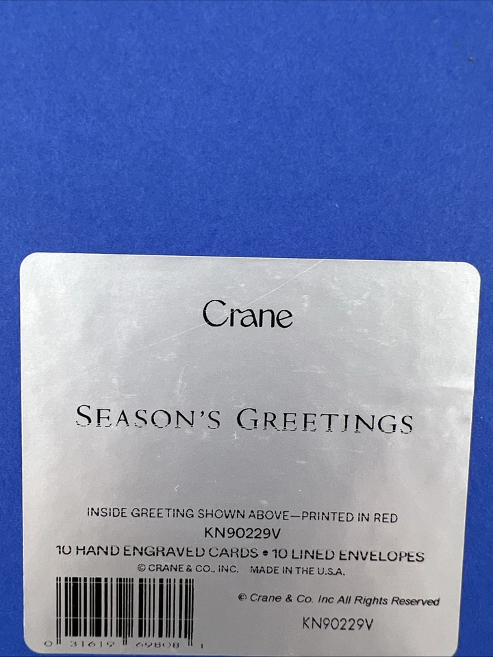 Crane & Co. Hand Engraved Christmas Greeting 10 Cards & Envelopes Foil 4 Seasons - Image 3 of 4