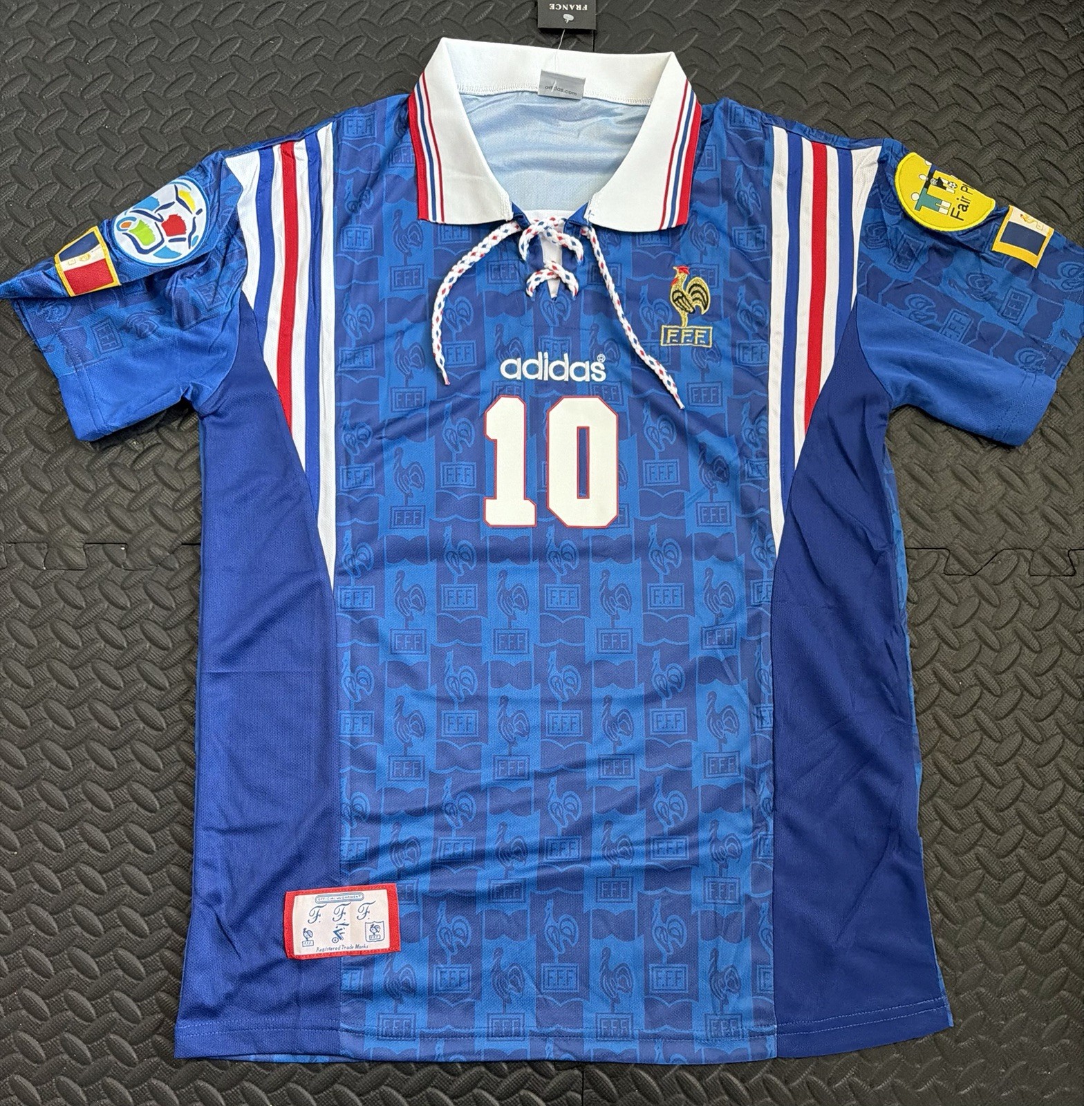 Zinedine Zidane France Retro Jersey Euro 1996 #10 Vintage Size L (Runs Small)