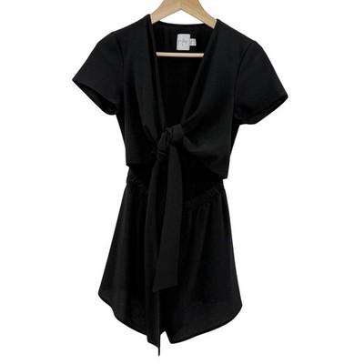 Princess Polly Ragnar Tie Front Romper Black Size 4 Grunge Festival Boho