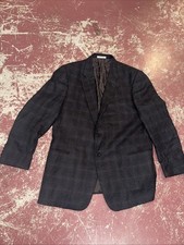 vintage armani collezioni Wool Plaid Blazer Sport Jacket Italy 46R 23x32 Rare