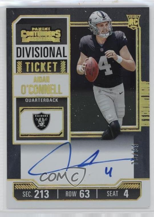 2023 Contenders RPS Divisional Ticket 79/99 Aidan O'Connell Rookie Auto RC 3c2