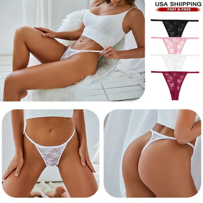 Womens mini Thongs Micro G-String Sexy Silky Underwear Lingerie Lace Panties US
