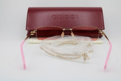 NEW GUCCI GG 1600S 004 GOLD PINK CHAIN AUTHENTIC SUNGLASSES  display picture 2