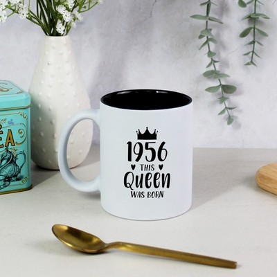 1956 This Queen was Born weiß Kaffeebecher 350 ml Oma 70. Geburtstag Geschenk Mama