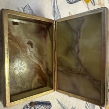 Vintage Green Oynx Stone Rectangular Jewlery Box