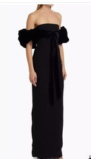 oscar de la renta off the shoulder velvet puff sleeve gown black MWT Sz 10