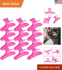 Hot Pink Hair Clips for Styling Sectioning Butterfly Pro Hair Claws Clamps Cl...