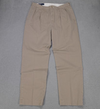 Vintage Polo Ralph Lauren Andrew Pants Mens 36x32 Beige Cotton Pleated Chino