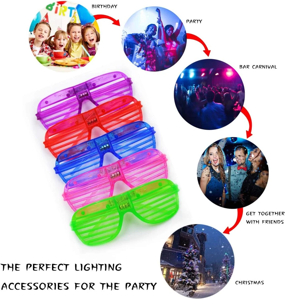 40 Упаковка зарево в темноте очки, светодиод Рождественская вечеринка расходные материалы 5 цветов свет вверх - Изображение 4 из 4