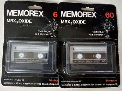 Sealed Memorex MRX3 Oxide 60 Minute Blank Cassette Tape Lot of 2 USA 1979