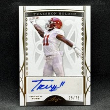 Traeshon Holden #/75 GOLD AUTO 2022 Leaf Trinity #BA-TH2 Alabama Crimson Tide