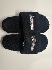 Balenciaga Black Fuzzy Unisex Slides