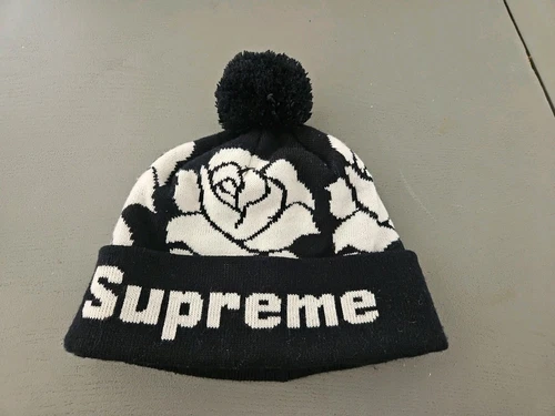 Casquette tricot Supreme 22AW bonnet rose acrylique noir homme occasion