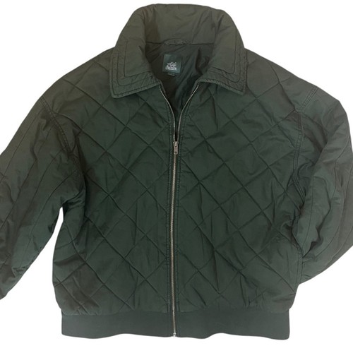 Quilted Bomber Jacket Army Green Womens Medium Full Zip Casual Streetwear