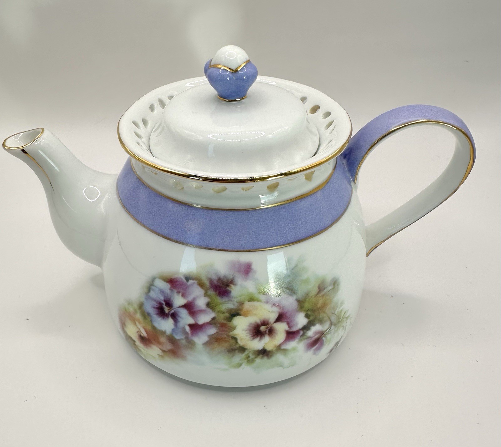 Vintage Porcelain Treasures hand painted floral teapot by Betsy Platner