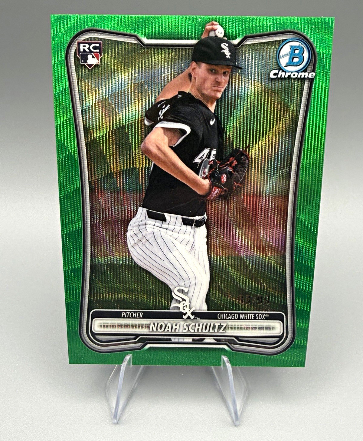 2026 Bowman Chrome Noah Schultz #11 RC Green Wave /99 White Sox