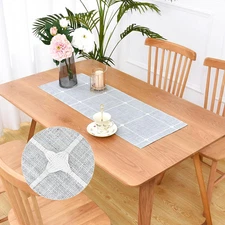 Short Small Lattice Fabric Table Runner Checkered Farmhouse Rustic Grey Coffee T