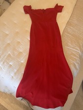 Red Formal Dress, Elegant Evening Gown, Small Faint Stain