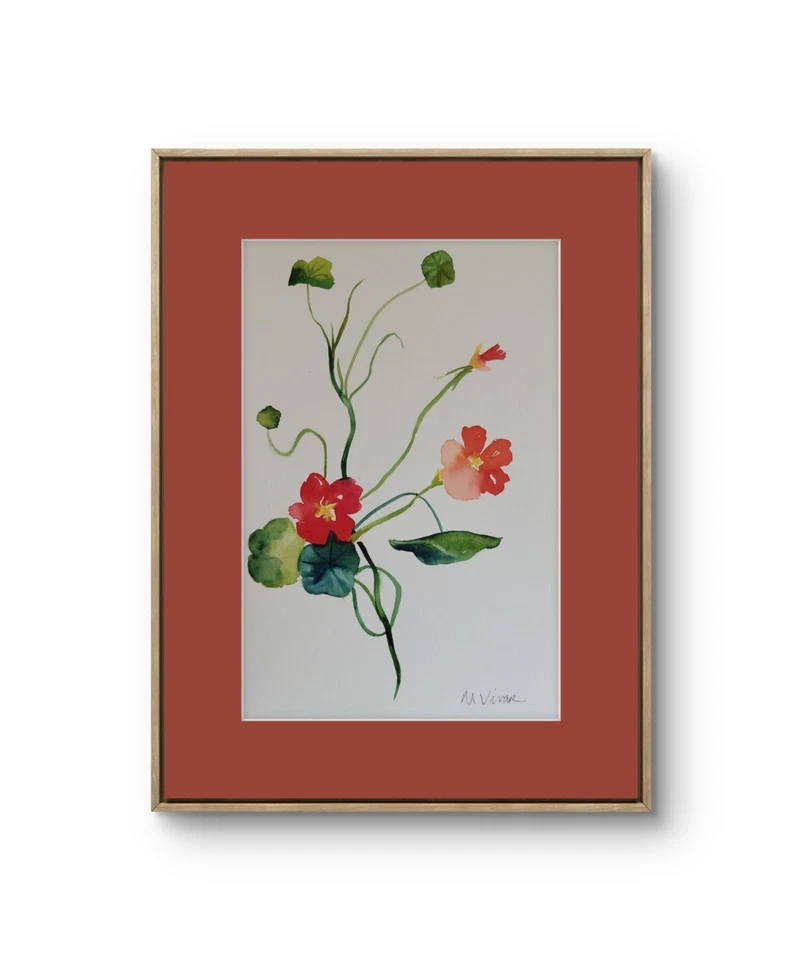 Pintura de arte fina impressionismo botânico flor original 12x9 MONA VIVAR - Imagem 2 de 4