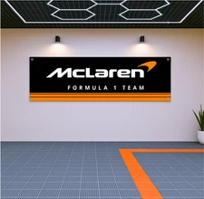 McLaren Racing Team Flag Banner 71x24" – Garage Wall Decor