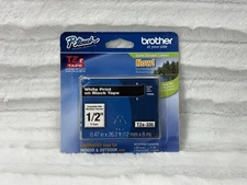 Brother International The-335 Label Tape - 1/2” Width -White Print On Black Tape