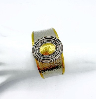 Signed Gurhan Sterling Silver & 24k Gold Cavalier Bracelet Cuff NWT Retail $4450