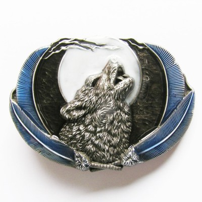 #ad Western Howling Wolf Moon Color Metal Fashion Belt Buckle $10.99