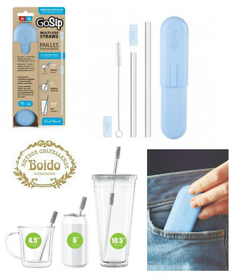 Final Touch: GO Slip: Persönliches Glasstrohhalm-Kit (Verlängerbar) Mit Etui