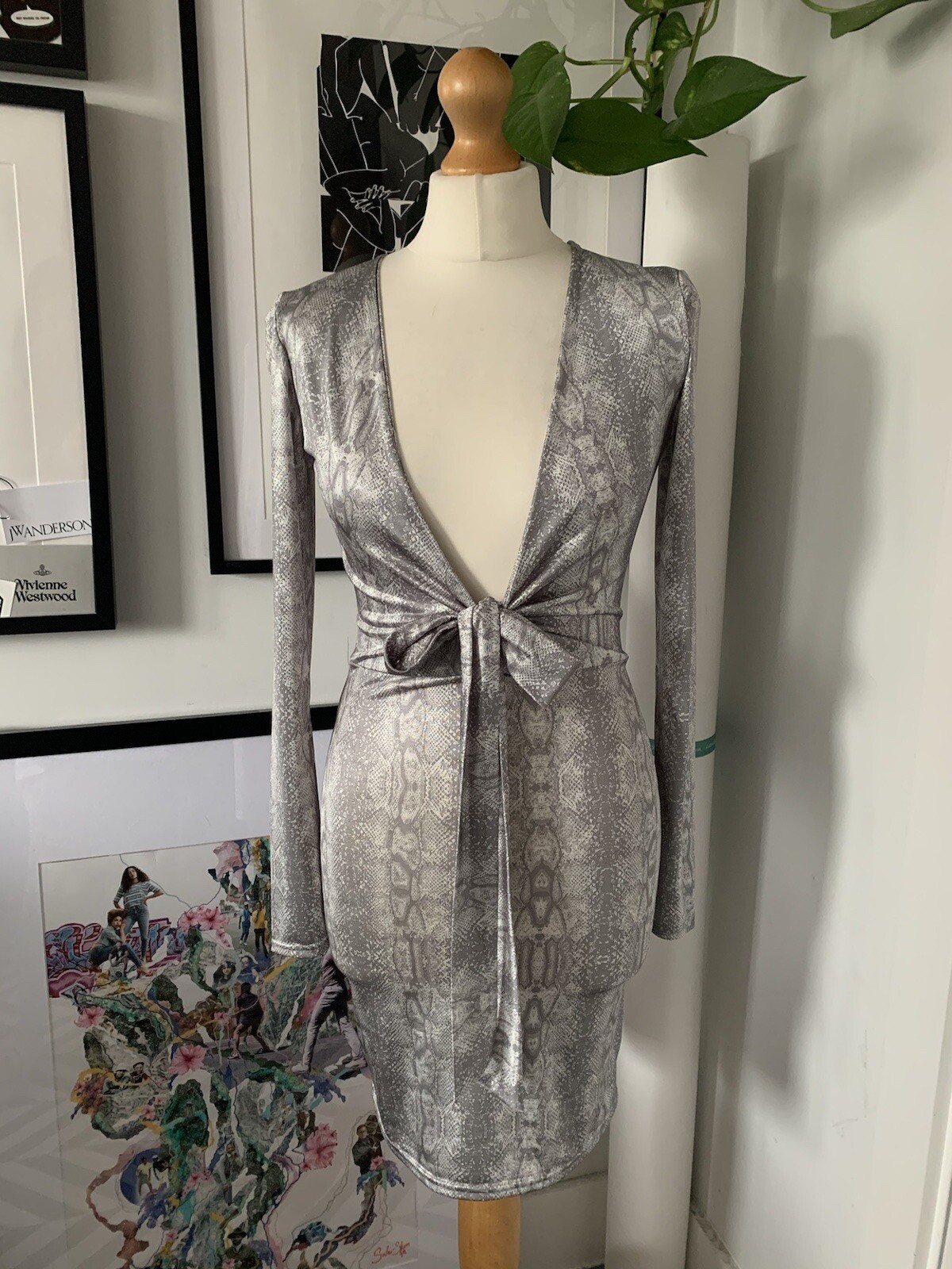 Missguided silver python print stretchy bodycon p… - image 8