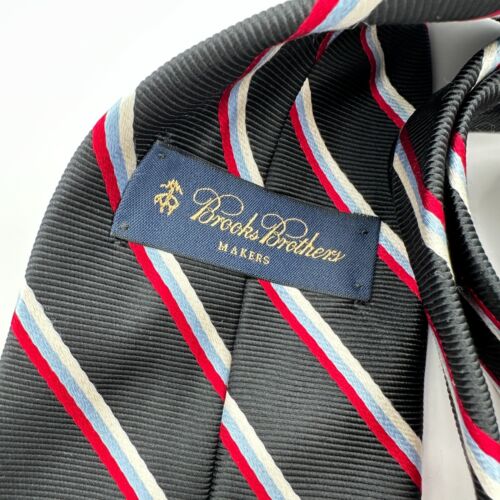 Brooks Brothers spitze Krawatte Herren schwarz rot gestreift Seide klassisch - Bild 3 von 6