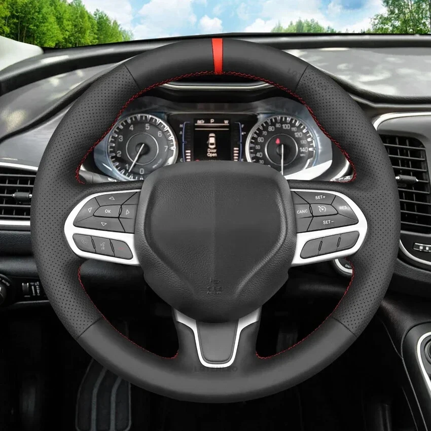 Cubierta de volante de cuero sintético para Chrysler Voyager Pacifica 2016 2017-2024 Foto 4 de 4