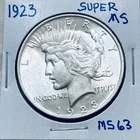 1923 Silver Peace Dollar Super MS Perfect Reverse Beautiful Eagle 🦅