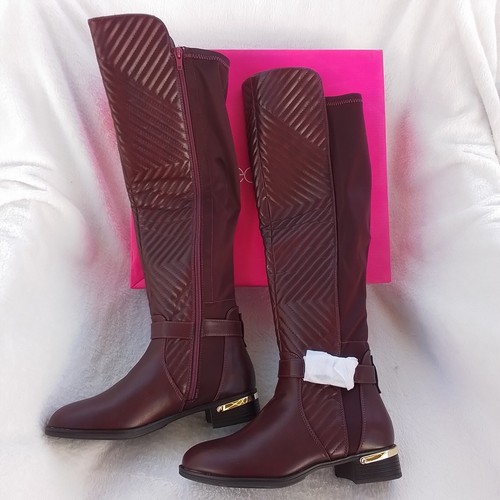 Size 7 Women's Shoe Dazzle Jacinta Bordeaux Knee High Zip Up Stylilsh Boots