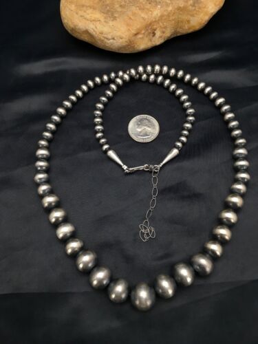 Navajo Perlen abgestuft Sterlingsilber Indianer Perlenkette 26" 92126 - Bild 7 von 12