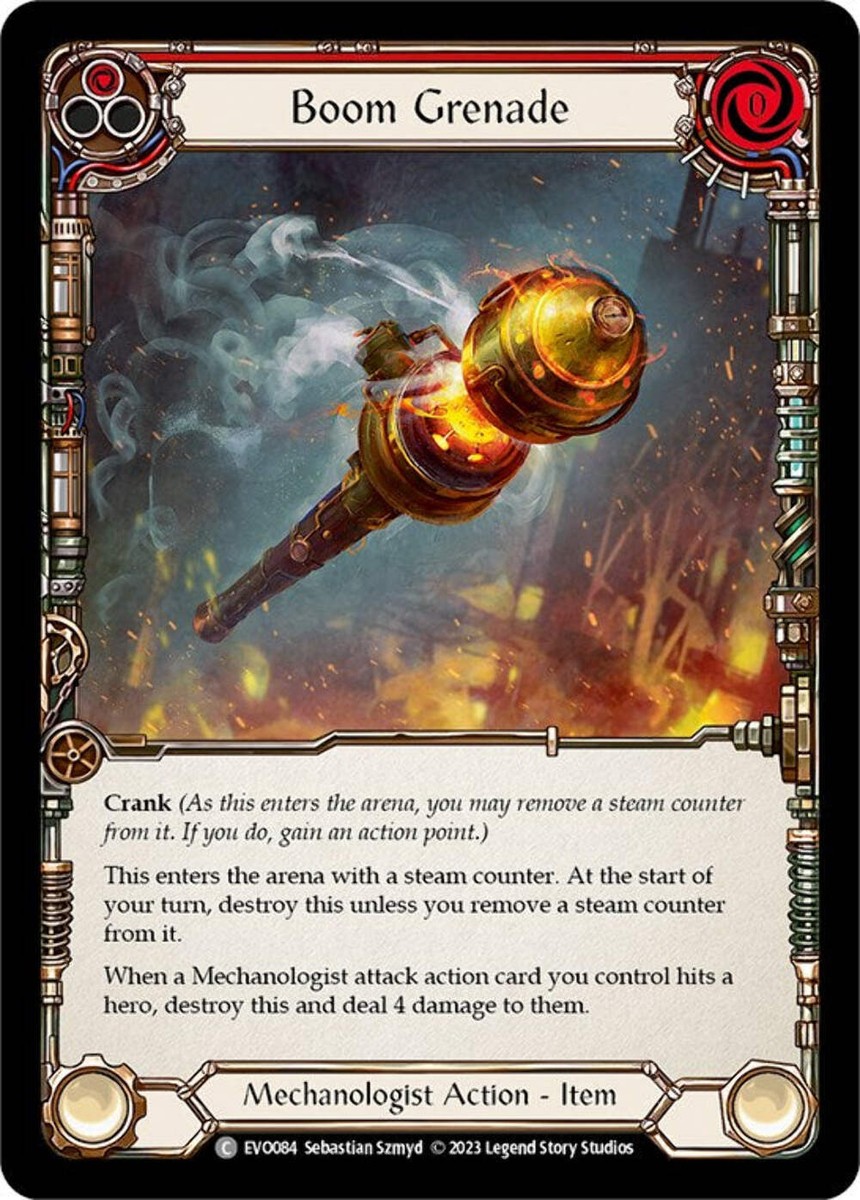 1*a様 Flesh and Blood Boom Grenade Flesh and Blood TCG Boom Grenade (Red) [EVO084] (Bright