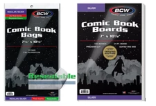 BCW Silver Comic Book Bags (Resealable/Thick) and Backing Boards (100 pack)
