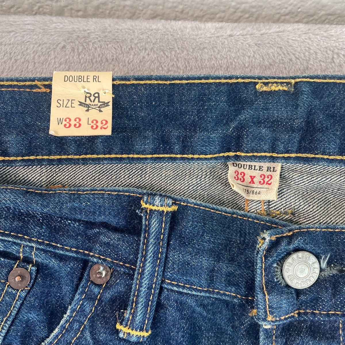 ダブルアールエル　RRL SLIM FIT ジーンズ　33x32 USA製 Double RL RRL Slim Narrow Selvedge Jeans Men 33x32 Blue