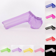 Mens Sheer Mesh Penis Sleeve Sheath Cover Pouch Thong Underwear Lingerie Briefs