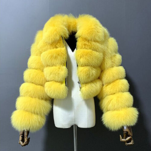 Women Luxury Fluffy Faux Fox Fur Coat Jacket Short Cardigan Winter Warm Outwear - Picture 14 of 35
