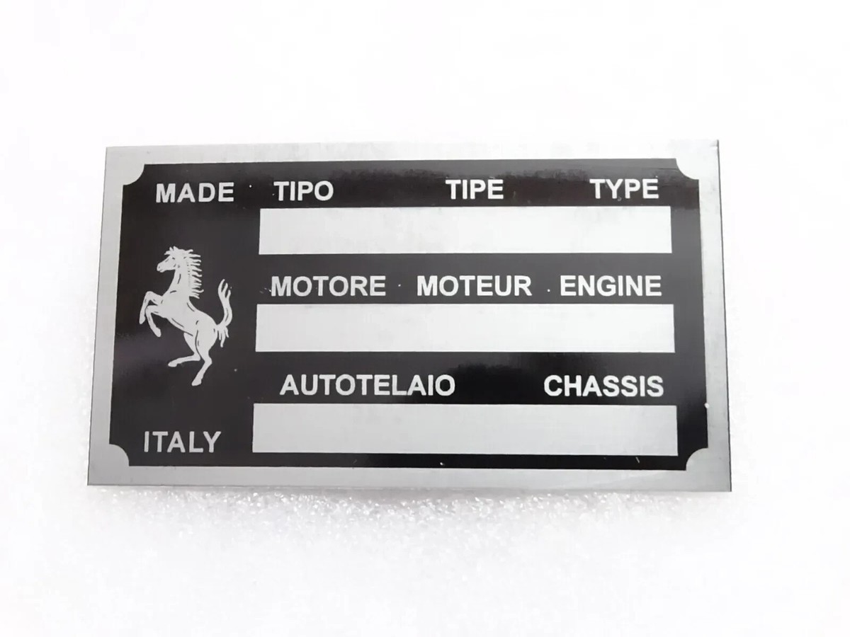 フェラーリ　プレート VIN Chassis Number Plate Alloy Made For Vintage Ferrari Car |Fit