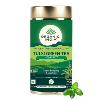 Organic India Classic Tulsi Green Tea,Loose Leaves, PACK OF 1 X 100 gm FREE SHIP