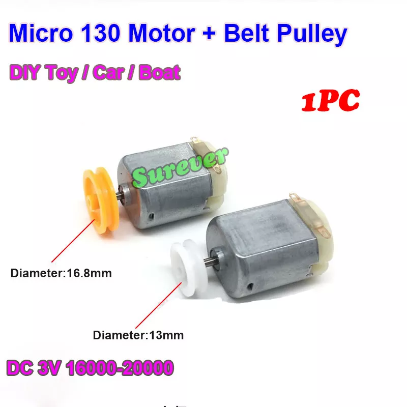 DC 1.5V 6V 3V 16000RPM High Speed Mini 130 Motor Belt Pulley DIY Toy Car Boat
