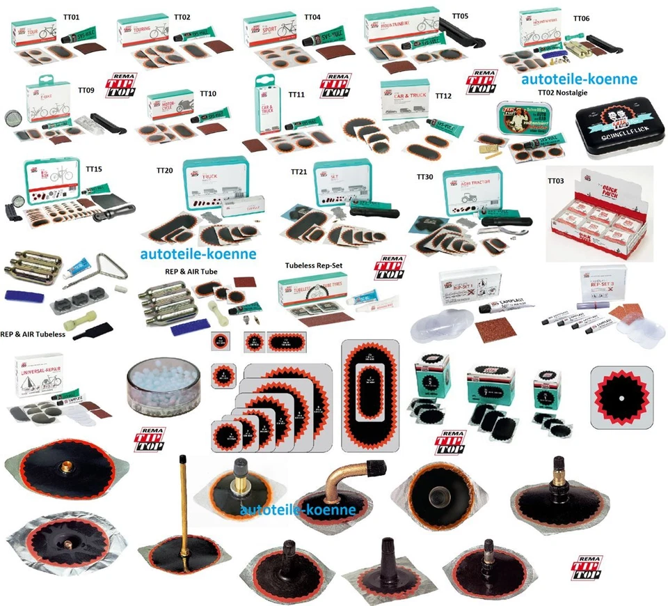 TIP TOP Schlauchflicken Ventilflicken Reparatursets Gummifußventile Camplast Universal