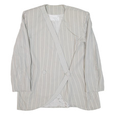 Vintage Edward Womens Blazer Jacket Grey 90s Striped L