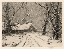 CHARLES JAC YOUNG, 'WINTER AT THE HOMESTEAD', signed etching, 1938. 