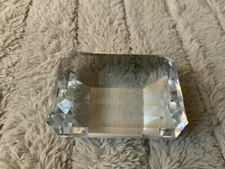 Tiffany Crystal Glass Diamond Gem Paperweight Emerald Cut Etched Tiffany & Co.