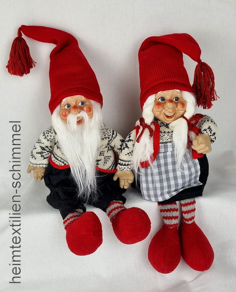Kantenhocker Wichtel Paar Kantensitzer Dekofigur Weihnachten Deko Winter Gnom-image